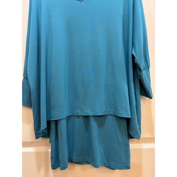 Soft Surroundings Women XS Madeline Layered Teal Tunic Casual Chic Oversized - Picture 2 of 8